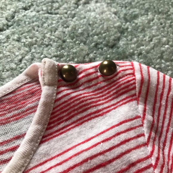 BANANA REPUBLIC Cream and Pinkish-Coral Striped Tee, Long Sleeve - Picture 4 of 10